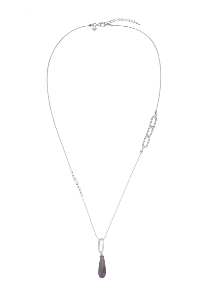 Leslii lange Halskette Steinanhänger lila