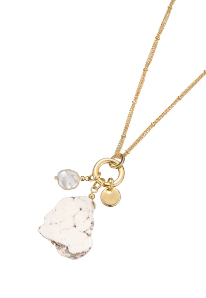 Leslii Lange Halskette Steinanhänger Süßwasserperle