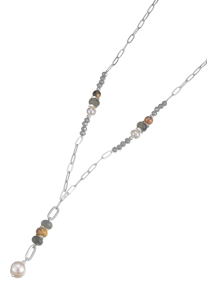 Leslii Lange Halskette Steinperlen Süßwasserperle