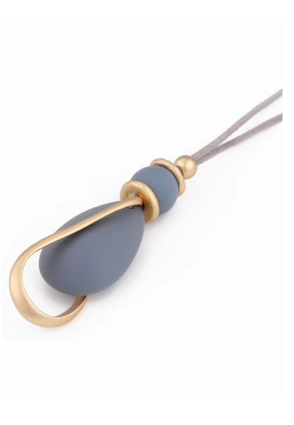 Leslii Lange Halskette Textilband Oval Matt