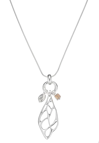 Leslii Lange Halskette Tropfen Netz Silber