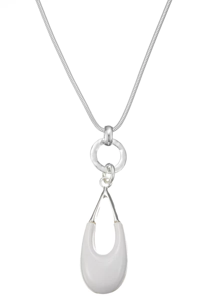 Leslii Lange Halskette Tropfen Silber Weiß