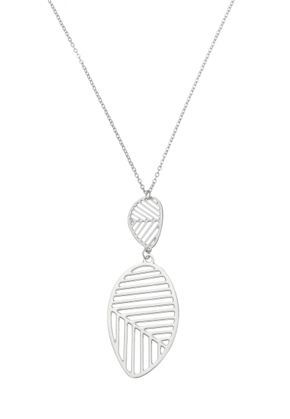 Leslii Lange Kette Blatt Edelstahl Silber