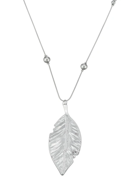 Leslii Lange Kette Blatt Edelstahl Silber