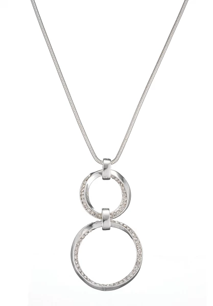 Leslii Lange Kette Glitzer Ringe Silber