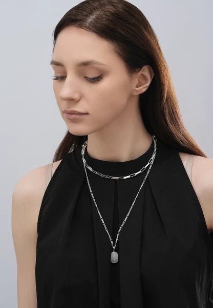 Leslii Lange Kette Layering Silber