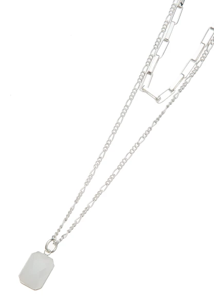 Leslii Lange Kette Layering Silber