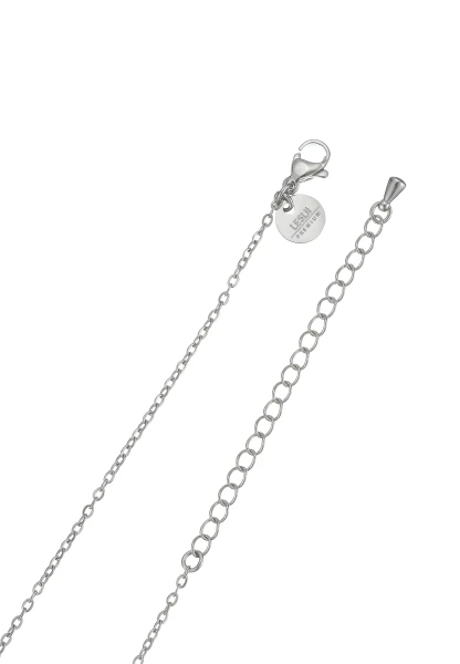 Leslii Lange Kette Oval Stein Edelstahl Silber