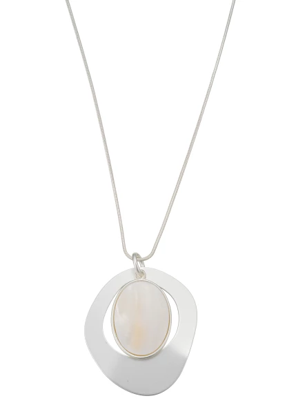 Leslii Lange Kette Perlmutt Anhänger In Silber