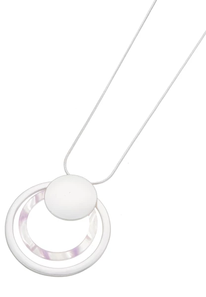 Leslii Lange Kette Ring-Anhänger Matt Silber Lila