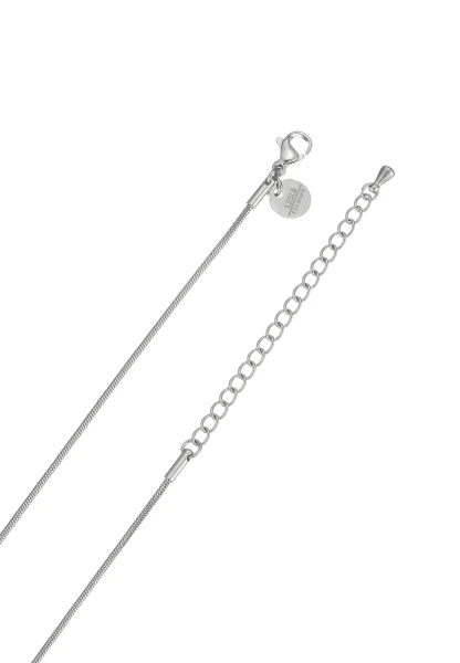 Leslii Lange Kette Ring Oval Edelstahl Silber