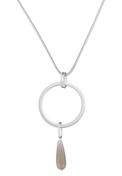 Leslii Lange Kette Ring Tropfen Edelstahl Silber