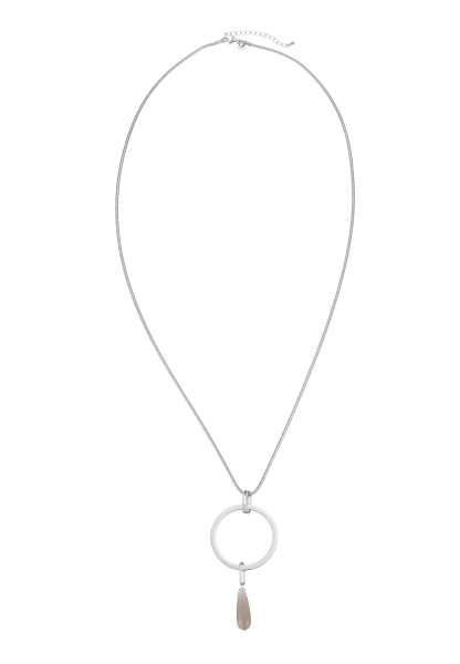 Leslii Lange Kette Ring Tropfen Edelstahl Silber