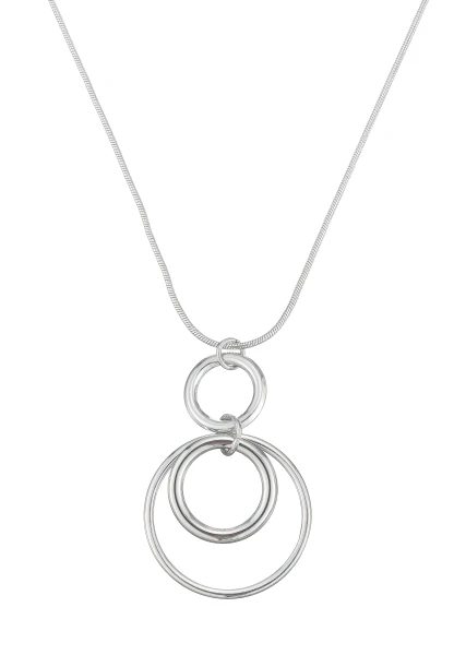 Leslii Lange Kette Ringe Edelstahl Silber