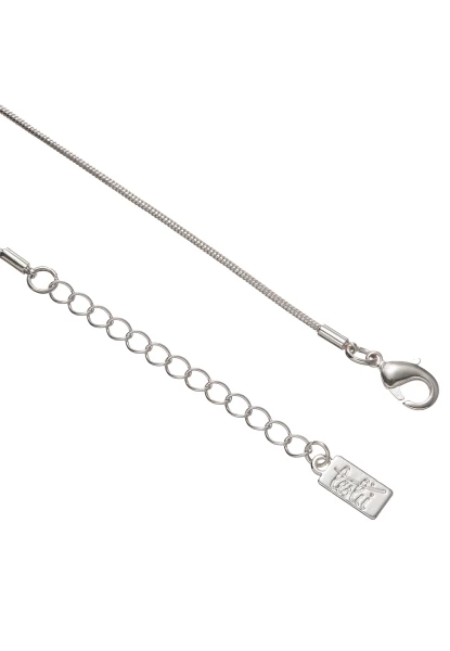 Leslii Lange Kette Steifen-Look Matt Silber Braun