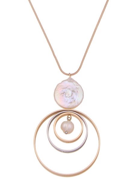 Leslii Lange Kette Tricolor Ringe Mit Perle