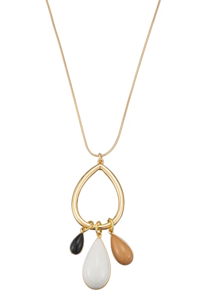 Leslii Lange Kette Tropfen In Gold Weiß