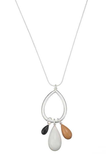 Leslii Lange Kette Tropfen In Silber Weiß