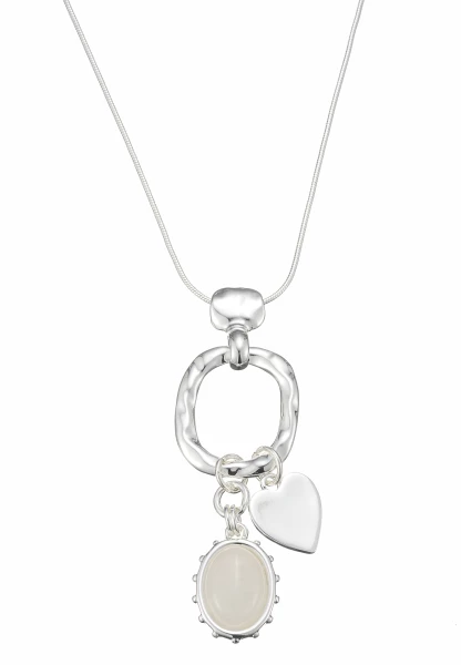 Leslii Lange Schlangenkette Heart Stone | Silber