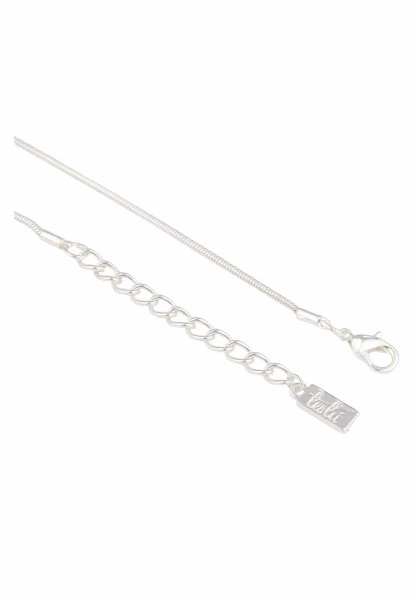 Leslii Lange Schlangenkette Mit Runder Scheibe In Silber Rosa