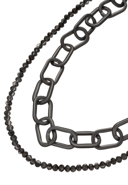Leslii Layering Glieder-Kette Glasperlen Schwarz