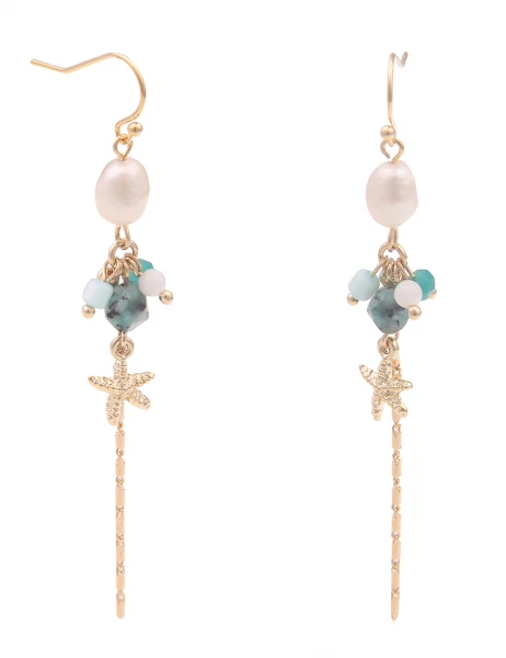 Leslii Ohrringe Ohrhänger Seestern in Gold Türkis