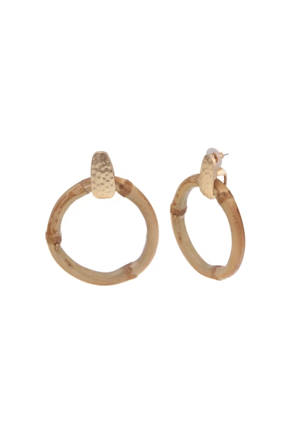 Leslii Ohrringe Ohrhänger Statement Bambus in Gold Braun