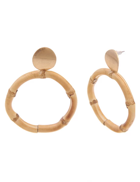 Leslii Ohrringe Ohrhänger Statement Bambus in Gold Braun