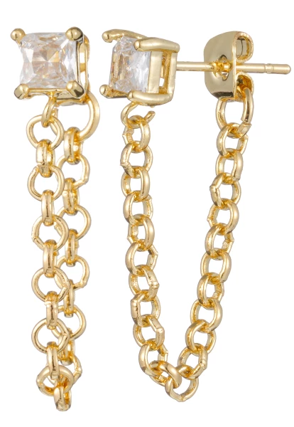 Leslii Ohrringe vergoldet Goldkette Kristall