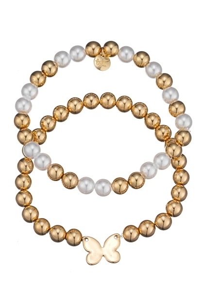 Leslii Perlenarmband Set Schmetterling | Gold