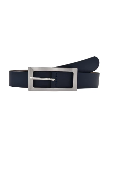 Leslii Premium Gürtel Echter Leder-Gürtel Blauer Gürtel Kalbs-Nappaleder Breite 3cm Narbung Navy Sil