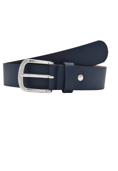 Leslii Premium Gürtel echter Leder-Gürtel blauer Gürtel Kalbs-Nappaleder Narbung Navy Silber