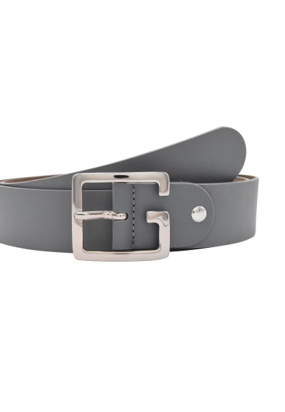 Leslii Premium Gürtel Echter Leder-Gürtel Grauer Gürtel Breite 4cm Kalbs-Nappaleder Narbung Grau Sil