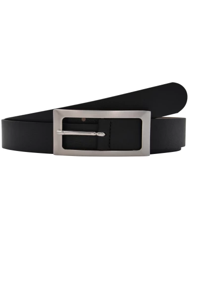 Leslii Premium Gürtel echter Leder-Gürtel schwarzer Gürtel Kalbs-Nappaleder Narbung Schwarz Silber