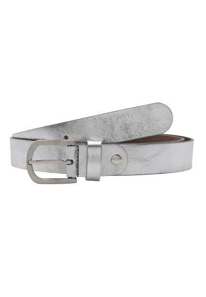 Leslii Premium Gürtel Echter Leder-Gürtel Silberner Gürtel Breite 3cm Kalbs-Nappaleder Narbung Silbe