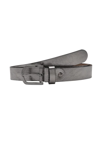Leslii Premium Gürtel Leder-Gürtel Grauer Gürtel Kalbs-Nappaleder Breite 3cm Narbung Gun Metal Grau