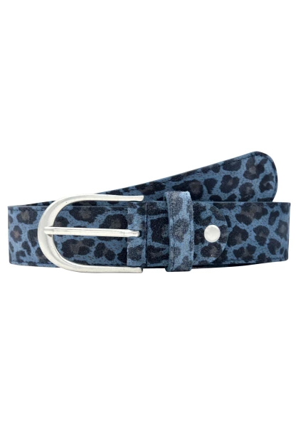 Leslii Premium Gürtel Leo Print Leder-Gürtel 4cm Veloursleder in Blau Leslii Premium Gürtel Leo Print Leder-Gürtel 4cm Veloursleder in Blau