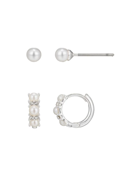 Leslii Recycled Ohrring-Set Perlen versilbert