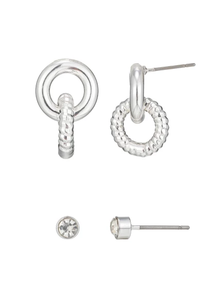 Leslii Recycled Ohrring-Set Rings versilbert