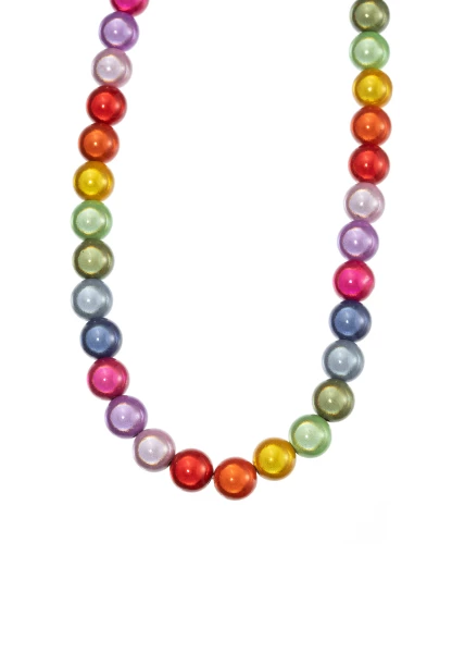 Leslii Reflective Pearl Kurze Perlen-Kette Magic 3D-Effekt Ø 10mm Regenbogen Bunt