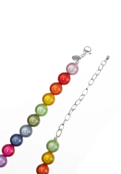 Leslii Reflective Pearl Kurze Perlen-Kette Magic 3D-Effekt Ø 10mm Regenbogen Bunt
