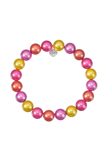 Leslii Reflective Pearl Perlen-Armband Magic 3D-Effekt Ø 10mm Orange Pink Gelb
