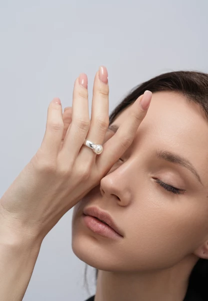 Leslii Ring Silber Perle