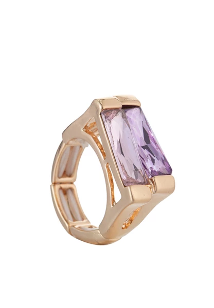 Leslii Ring Statement Kristalle Gold Lila