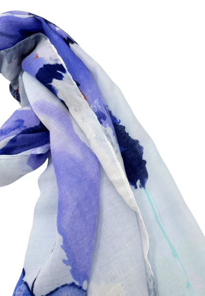 Leslii Schal Blumen Muster In Blau Schwarz