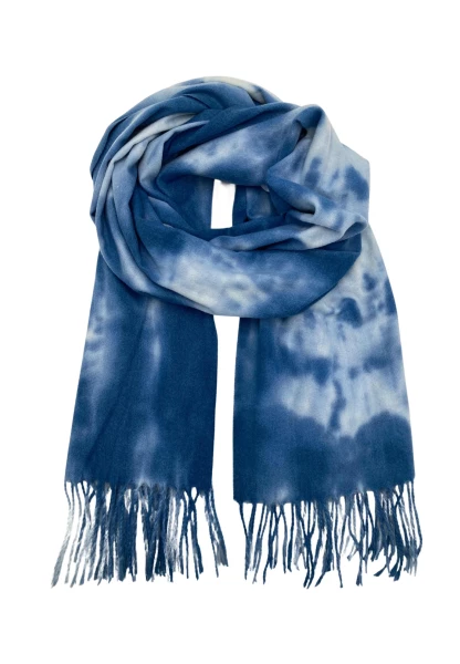Leslii Schal Fransen Batik Blau Leslii Schal Fransen Batik Blau