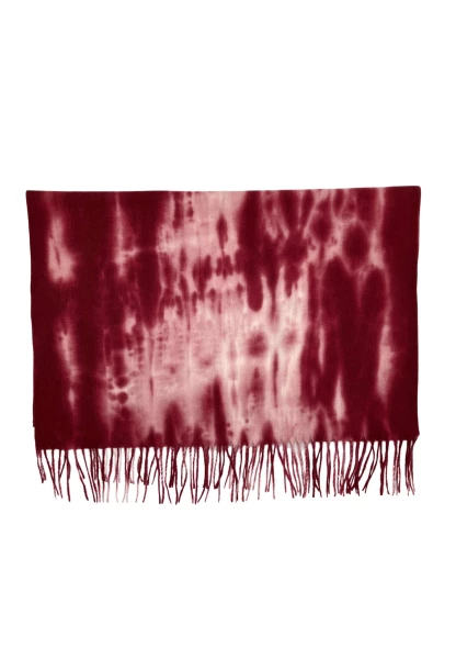 Leslii Schal Fransen Batik Dunkelrot Rosa