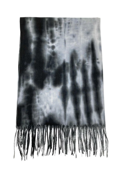 Leslii Schal Fransen Batik Schwarz Grau