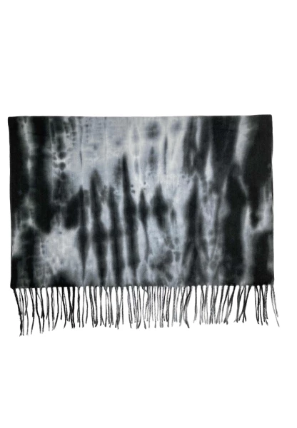 Leslii Schal Fransen Batik Schwarz Grau