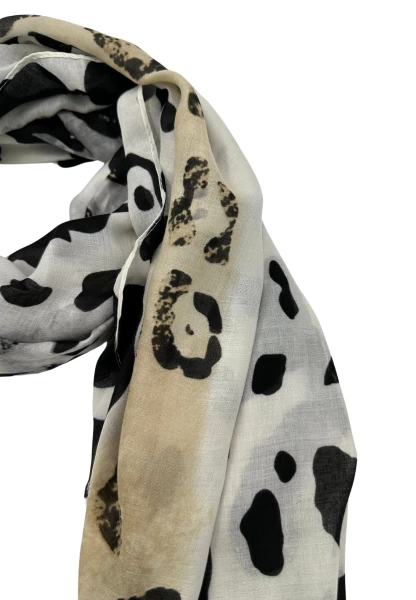 Leslii Schal Leo Look In Beige Weiß